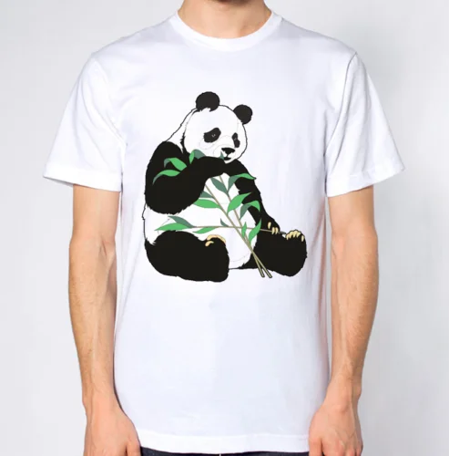 Panda Eating Bambi T-Shirt2019 fashionable Brand 831%cotton Printed Round Neck T-shirts cheap wholesale |