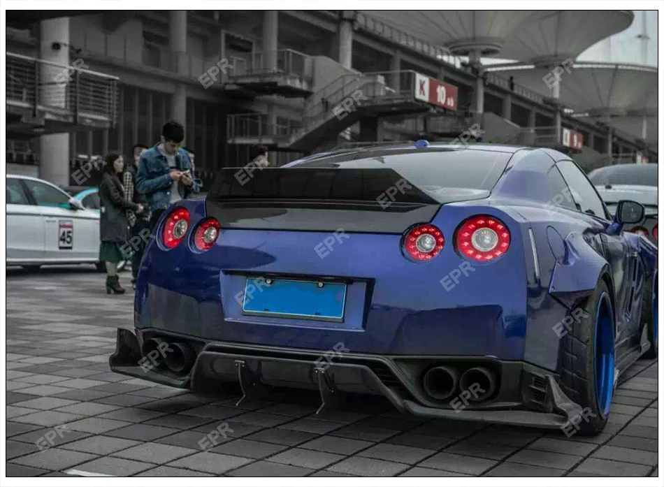 Для Nissan GTR R35 TP Стиль углеродного волокна рассеиватель задней губы отделка 3 шт 2008