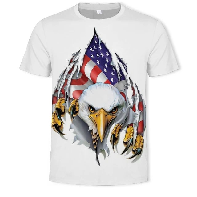 2021 Summer Fashion New Wings Flying Eagle 3D Printed Pattern Men's Trend Short Sleeve Casual T-shirt Top T930