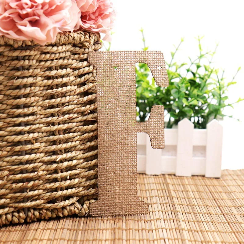 F Винтажный джутовый Hessian из мешковины A-Z буквами алфавита DIY баннеры гирлянды Таблица дисплей для дня рождения Свадебная вечеринка украшения - Цвет: F