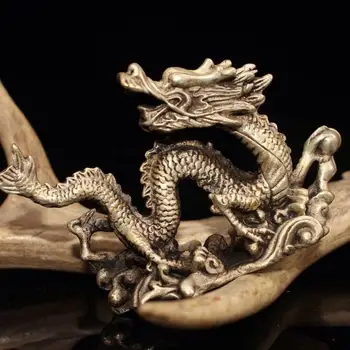 

Chinese Old copper plated silver hand-made dragon Home decoration