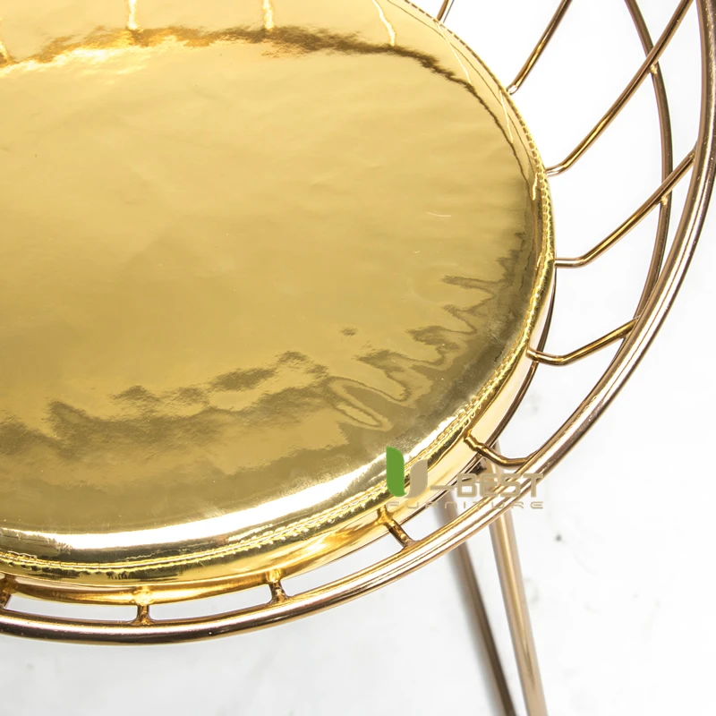 Modern Design Luxury Gold Color Stainless Steel Bertoia Wire Bar Stool Chairs For Hotel Club  (5)