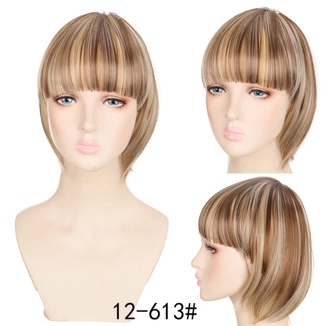TALANG Neat Front Fringe Clip In  Hair Bangs  Hair Extensions Sweeping Side Blunt Bang Natural Black Brown Hairpieces SW135