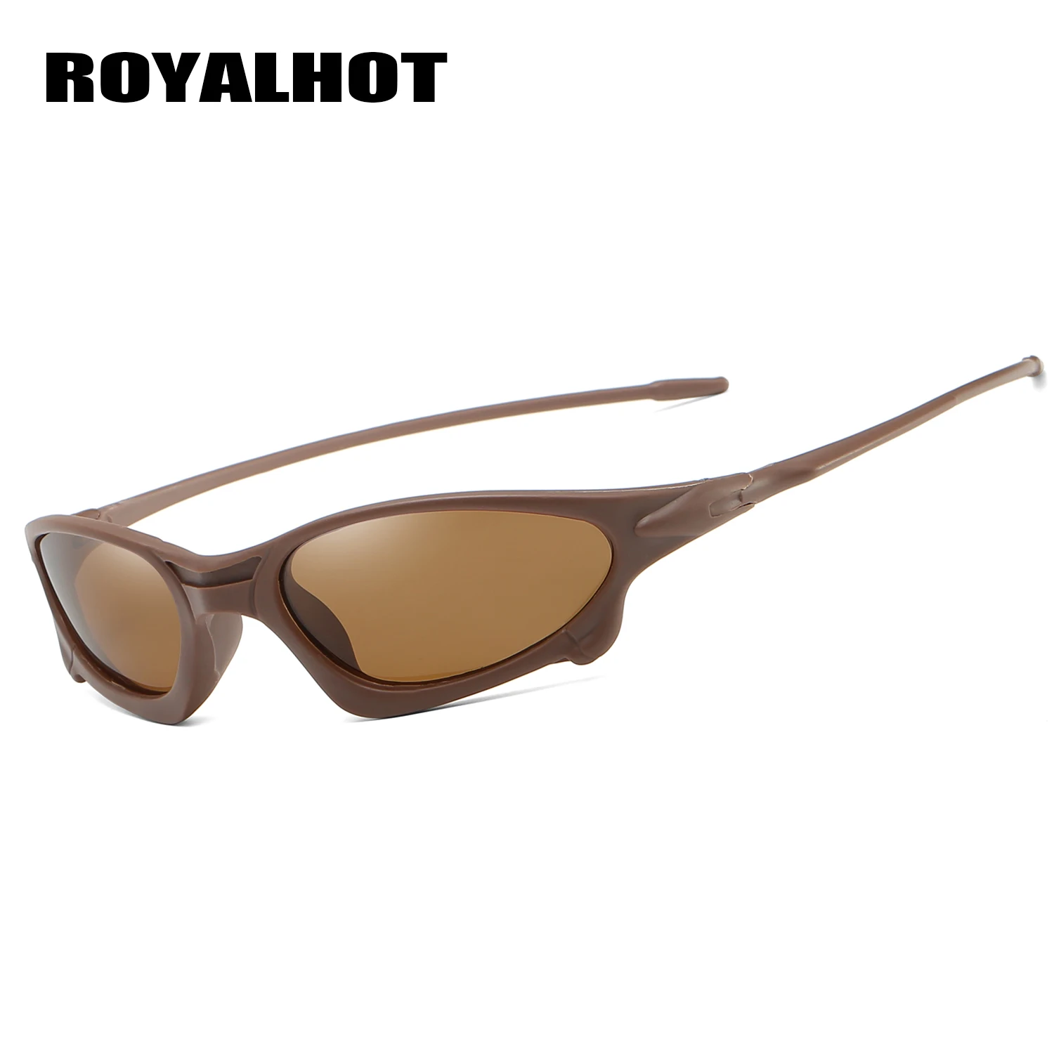 RoyalHot, мужские, женские, поляризационные, овальная оправа, спортивные солнцезащитные очки, Ретро стиль, солнцезащитные очки, 900186 - Цвет линз: Brown