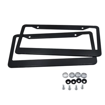

2pcs Stainless Steel Car License Plate Frame Universal Vehicle Black Number License Plate Bracket Frame Holder