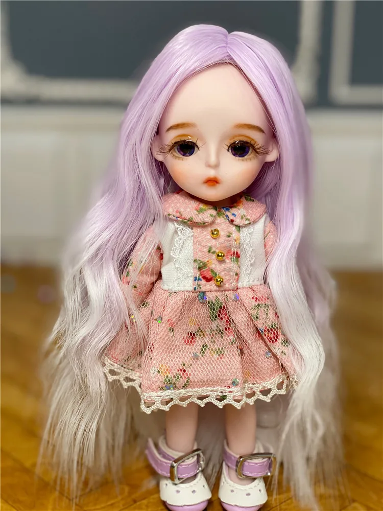 

16cm Fashion Mini Wig BJD Doll Movable Joint Girl Dolls 3D Big Eyes Beautiful Cute DIY Toy Doll with Clothes Dress Up Doll