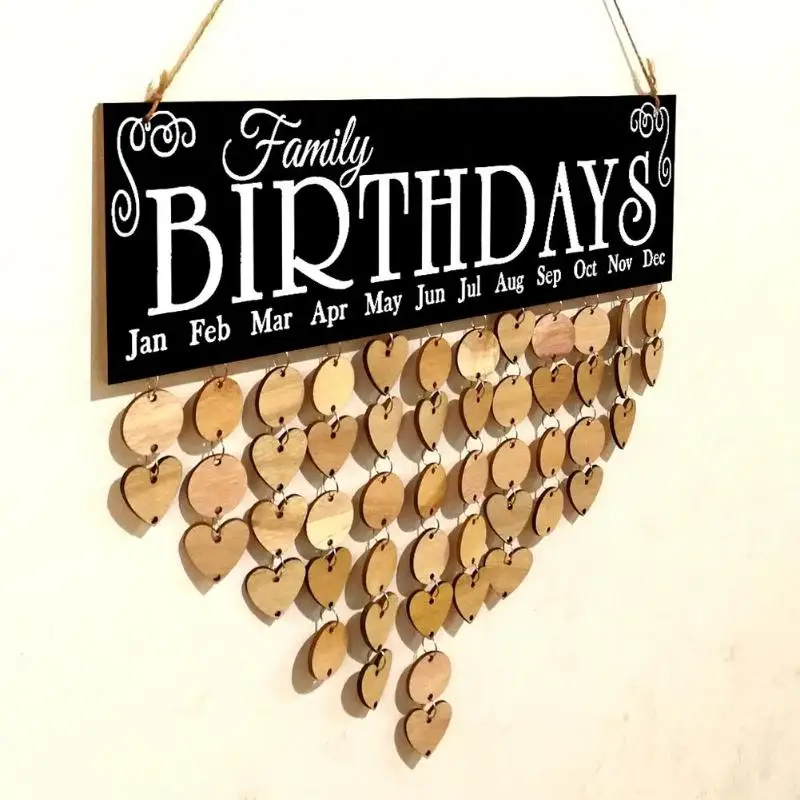 Деревянный Календарь семейный декоративный список день рождения напоминание украшение дома