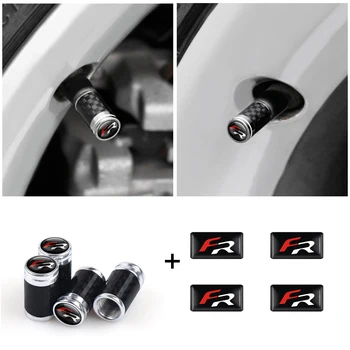 

Car Styling 8pcs Epoxy FR Emblem Sticker Decal Carbon Fiber Wheel Tire Valve Caps for Seat Leon 2 FR Racing Auto Accessories