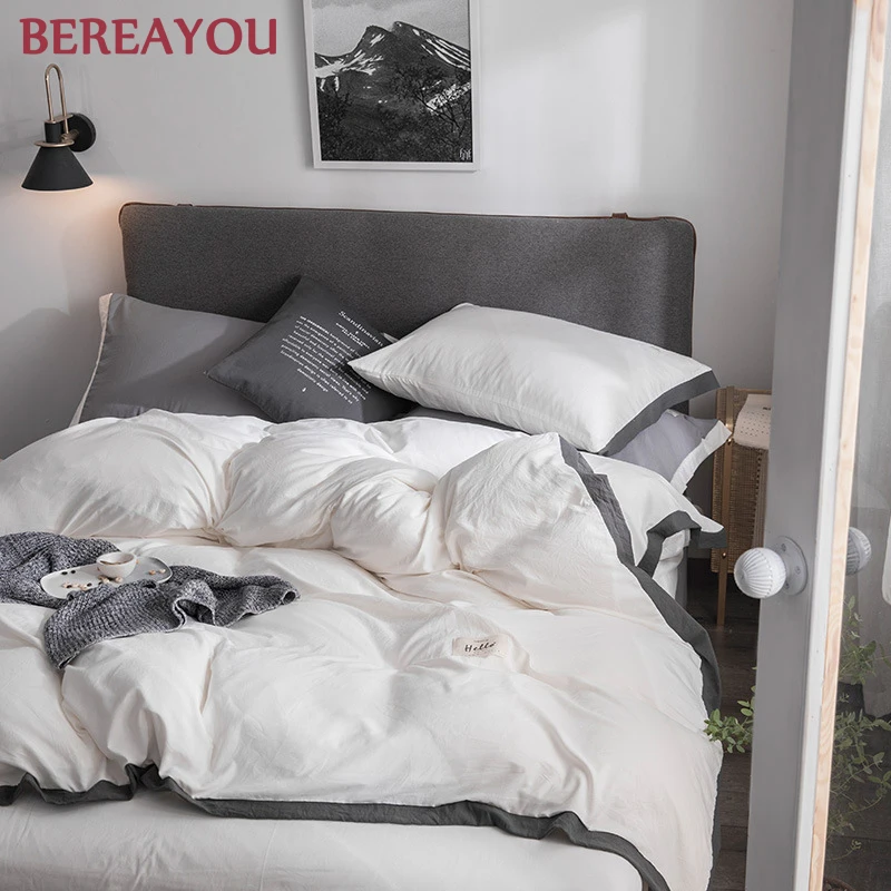 Однотонные комплекты постельного белья в Корейском стиле простой пододеяльник