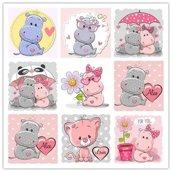 

Diamond painting full square diamond cartoon hippo 5D diamond embroidery cross stitch component set rhinestone children's gift