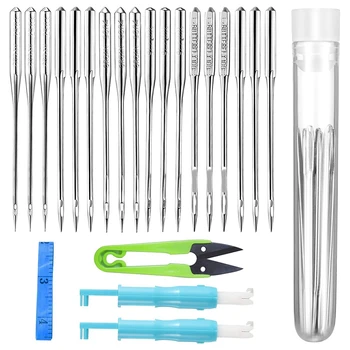 

144 Pieces of Sewing Machine Needle Set, General Embroidery Needle, Big Eye Needle, Scissors Threader and Soft Belt