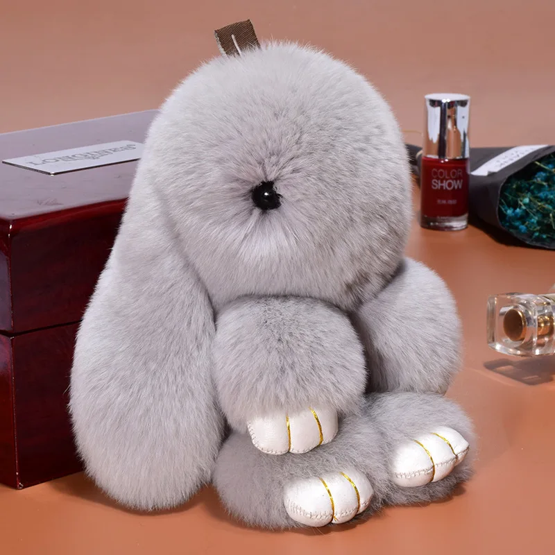 Plush Toy Plush Doll Plush Keychain Key Chain Bunny Keychain 14cm Cute Plush Bunny Keychain Women Fur Pom Pom Angel Rabbit Key Ring Hare Pompom Plush Dolls Toy Girls Bag Car Key Pendant