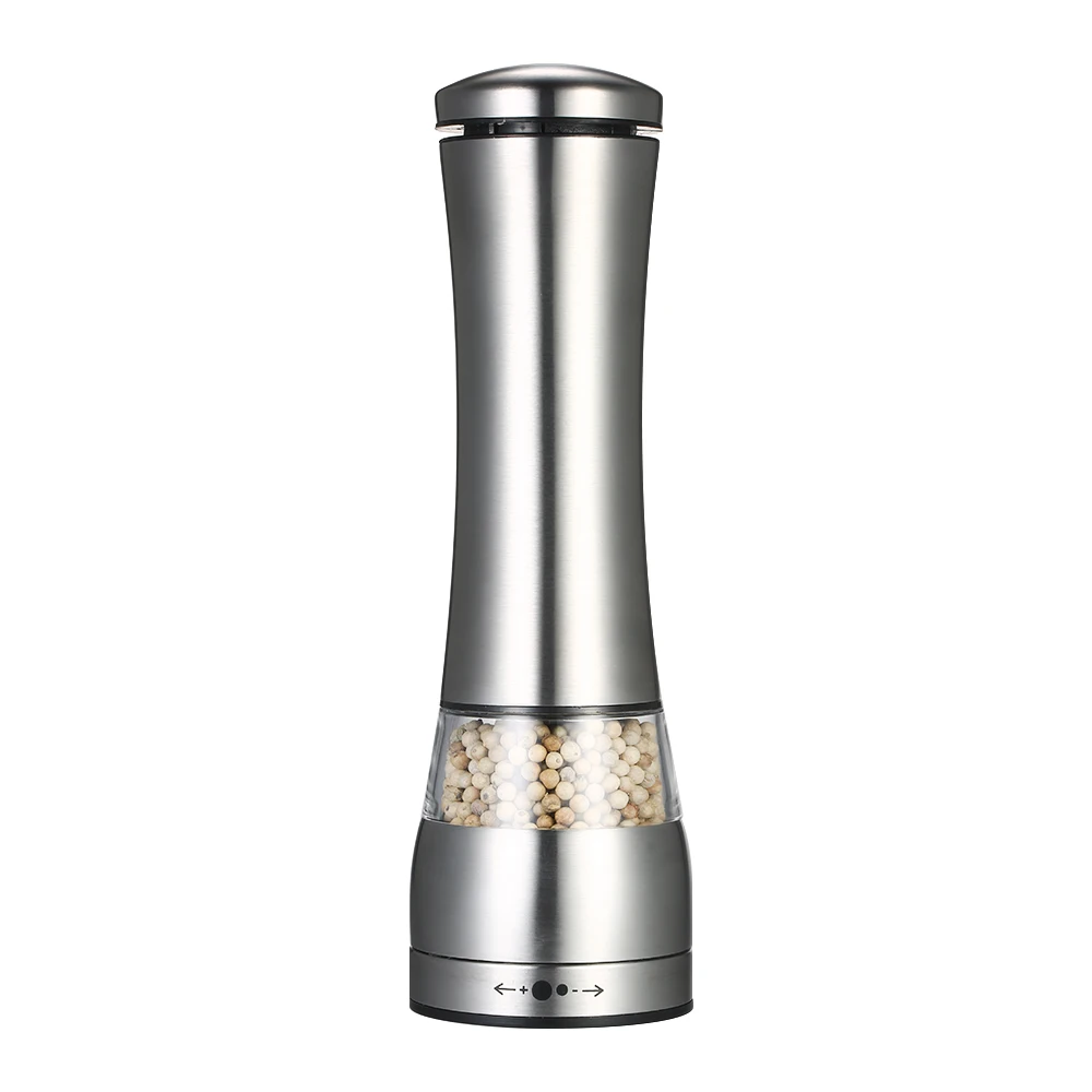 

Hot New Portable Stainless Steel Salt Pepper Grinder Mills Electric Pepper Grinder Acrylic Muller Mill Kitchen Seasoning Grindin