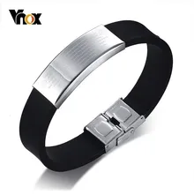 Vnox 16 мм широкий АУМ Ом молитвенный браслет для мужчин Персонализированная гравировка нержавеющая сталь тег силиконовый браслет
