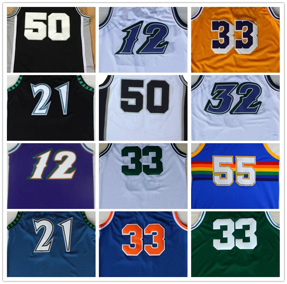 

Mens Larry Bird Kevin Garnett John Stockton Karl Malone David Robinson Dikembe Mutombo Patrick Ewing Throwback baloncesto Jersey