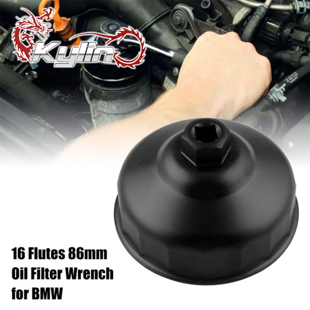 

Oil Filter Wrench Housing Cap 86mm Remover Tools 16 Flute Auto Car Repair Remover Tools Aluminum For BMW X5 X6 Volvo