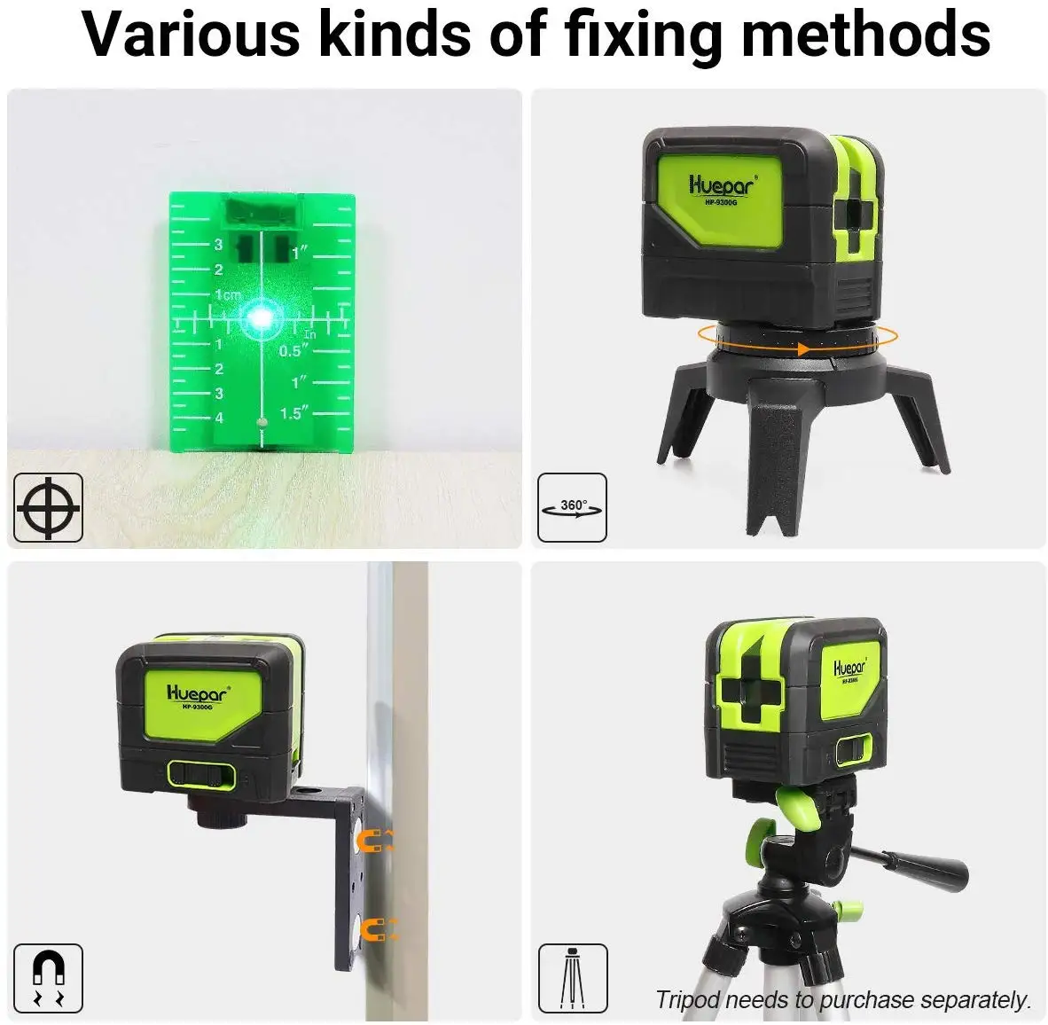 9300G 3 Point Laser Self leveling Green Beam Laser Level with Plumb Spots for So