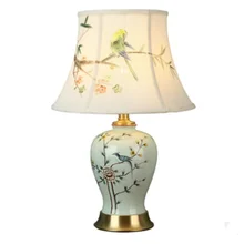 Китайская ручная роспись цветы птица Керамическая Настольная лампа для спальни прикроватная гостиная фойе стол для чтения ночной Светильник 190143