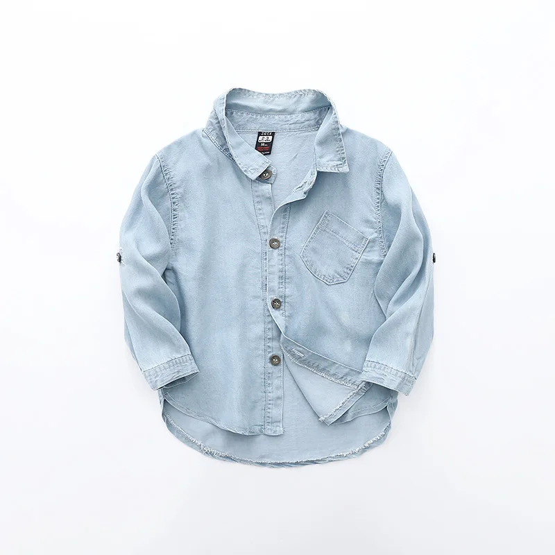 A3/Детская ковбойская блузка с длинными рукавами из Tencel 19 весенних новых товаров, дизайнерская рубашка для мальчиков и девочек с двойным рукавом
