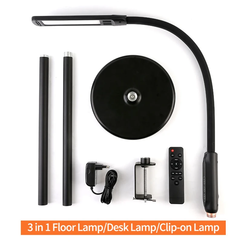 blacklight flashlights LED 3 In 1 Clip-on Lamp Floor Lamp Desk Lamp With Remote Control Dimming Gooseneck Pole Folding Lamp For Bed Living Room Office charging torch Flashlights