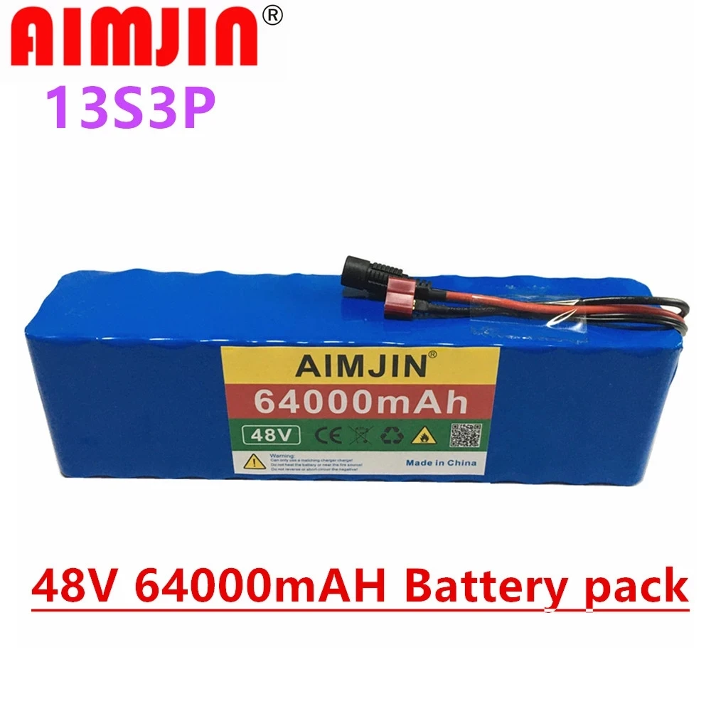 Аккумуляторная батарея T type 13S3P 48 в 64 Ач 18650 54 6 ватт MH1 аккумулятор для электровелосипеда скутера с разрядом 42A