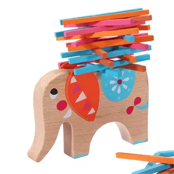 

Baby Educational Blocks Toys Elephant Wooden Sticks Balancing Beech Stack Game Montessori Blocks for Kids Children