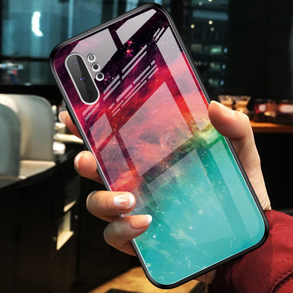Для samsung Galaxy Note 10 + жесткий чехол для телефона стеклянная крышка мраморная