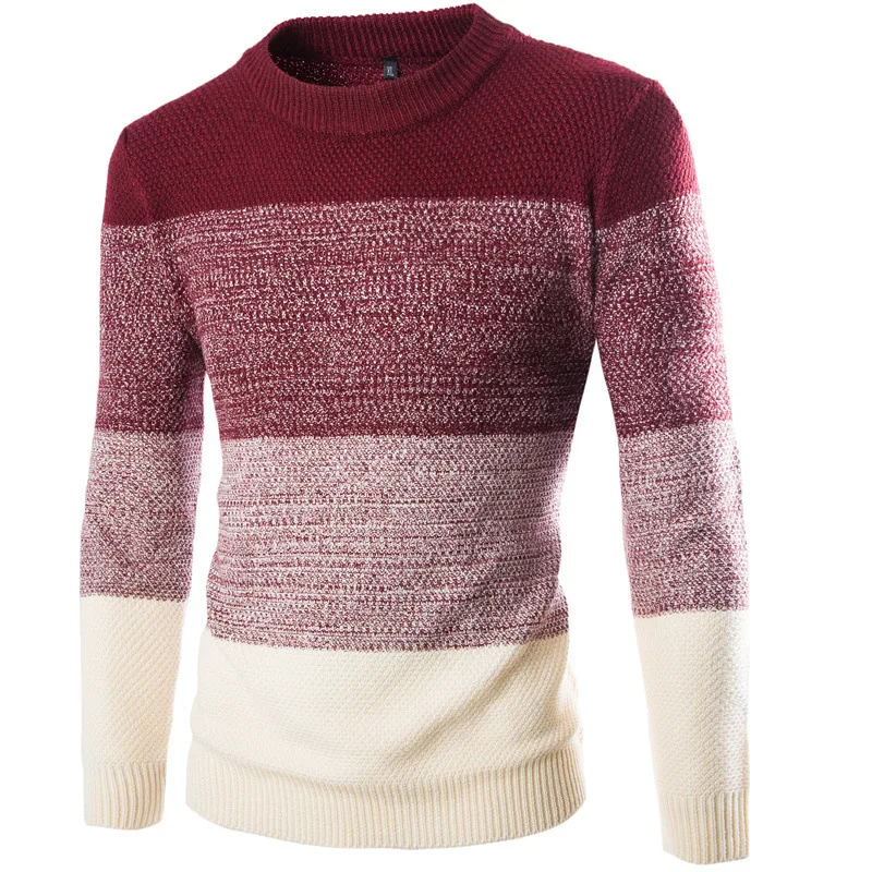 

Spring And Autumn New Style MEN'S Sweater Pullover England Slim Fit Crew Neck Mixed Colors Y237