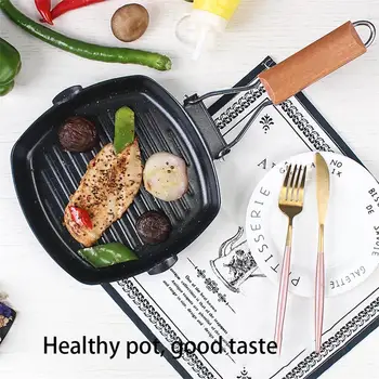 

20*20cm High Temperature Steak Pot Striped Frying Pan Fried Steak Special Pot Maifan Stone Non-stick Coating Pot Burdock Frying