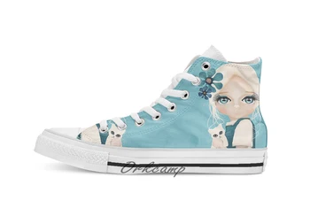 

Snow Kitten Custom Casual High Top lace-up Canvas shoes sneakers Drop shipping