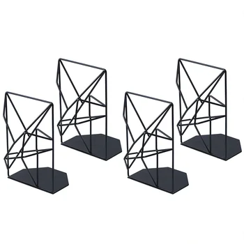 

Book Ends Black, Decorative Metal Bookends for Shelves for Bedroom Library Office School Book Display (2 Pairs)