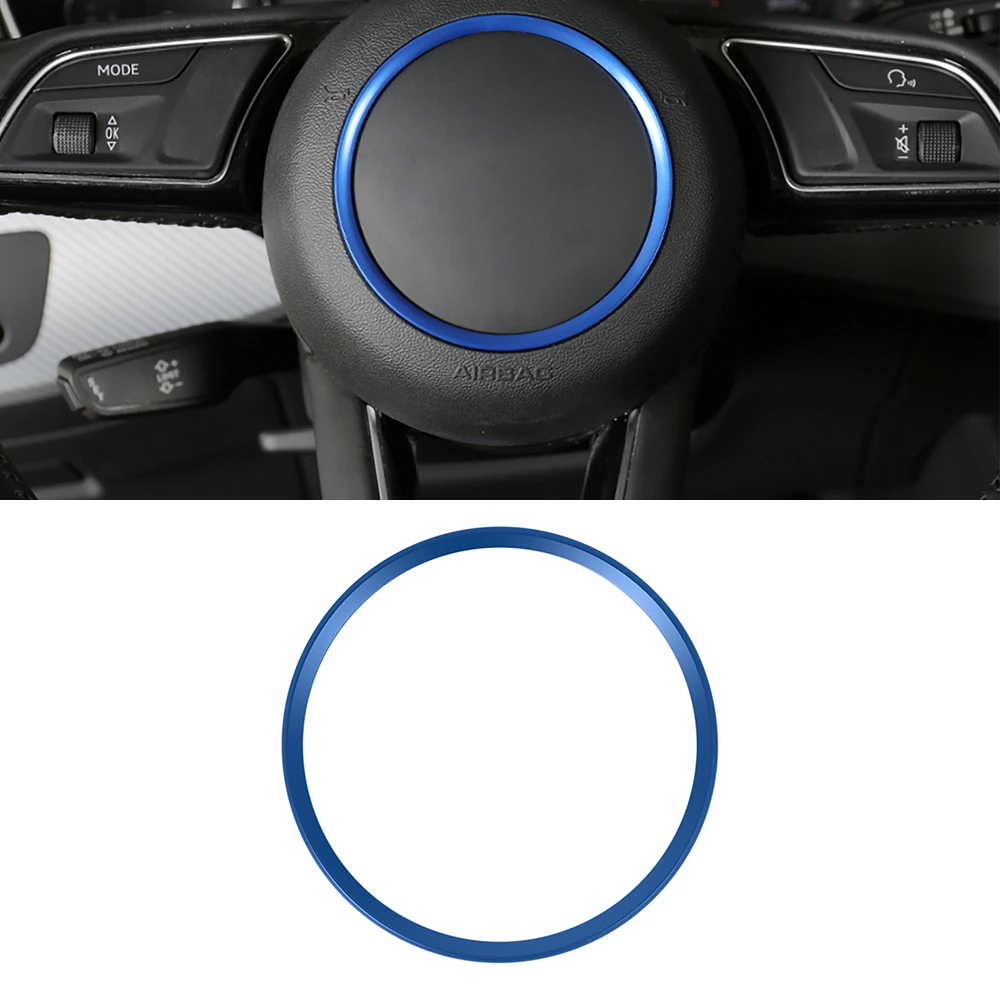 

Blue 3D Metal Car Steering Wheel Ring Sticker Cover Decoration Ring For Audi A3 A5 A6 A6L A4L Q3 Q5 Q2L Car Interior Sticker