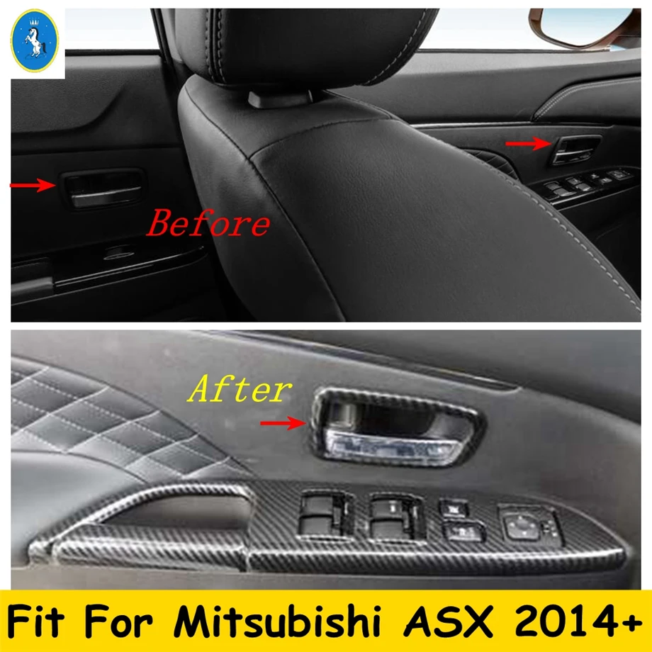

Car Door Armrest Handle Bowl Decor Frame Cover Trim Fit For Mitsubishi ASX 2014 - 2021 Carbon Fiber / Matte Interior Accessories