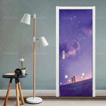 

Print Art 3D Renew Door Stickers Japan Anime Scene PVC Mural Paper Home Decor Picture Self Adhesive Waterproof Wallpaper Bedroom