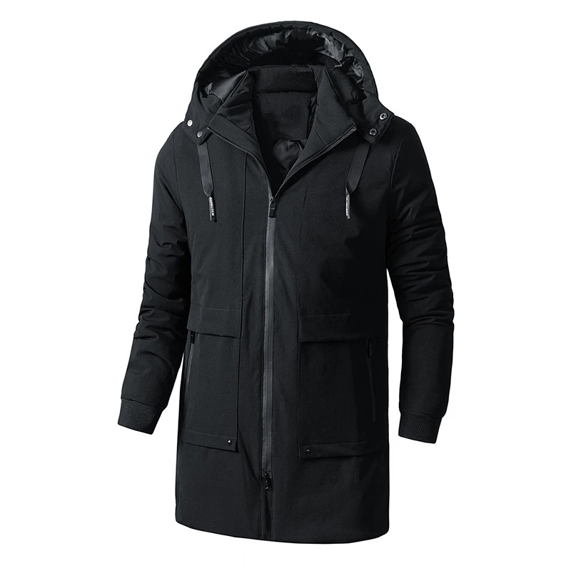 Gabardina gruesa capucha para hombre, chaqueta acolchada cálida informal, rompevientos, abrigo para Otoño e Invierno|Zanja| AliExpress