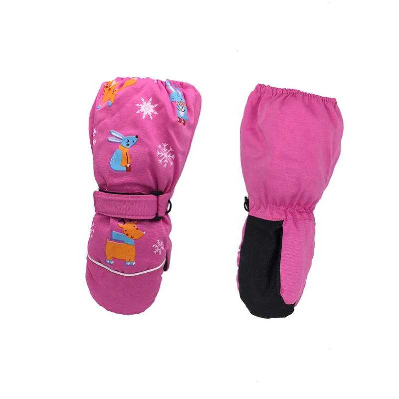 Детские лыжные перчатки, зимние утепленные лыжные перчатки, водонепроницаемые длинные Нескользящие перчатки с длинными рукавами, перчатки для велоспорта, кемпинга, рыбалки - Цвет: Розовый