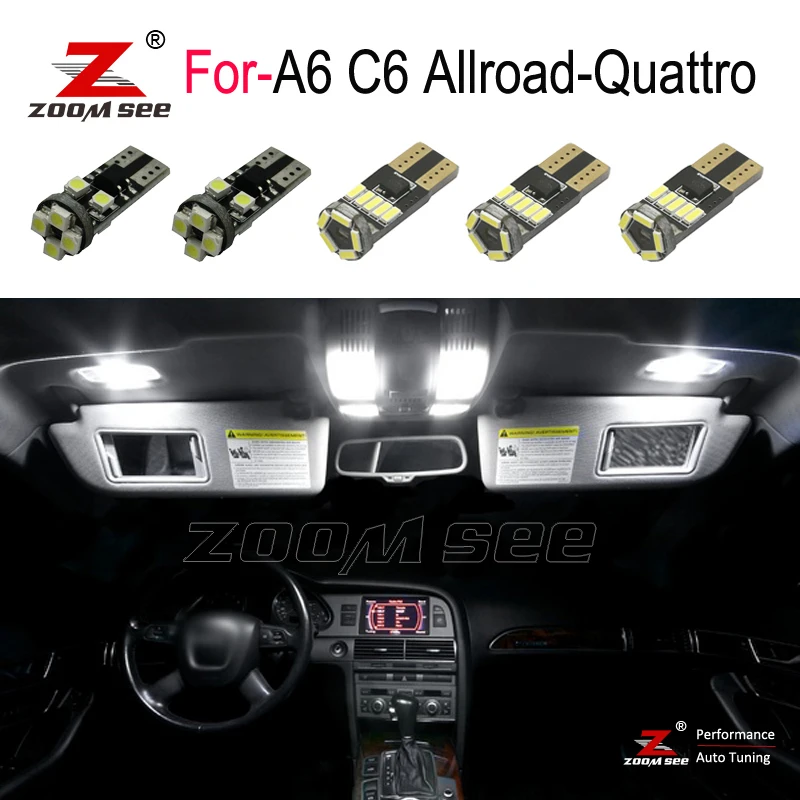 20pcs LED plate door bulb + LED interior dome mirror light kit for Audi A6 C6 Allroad Quattro ( 2006 2008 to 2011 )