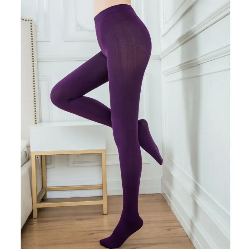 Women Cable Knit Fleece Footless Winter 
