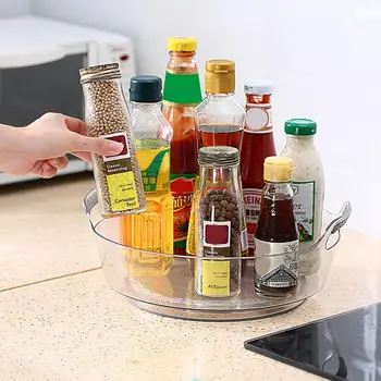 

1PC Multifunctional Non Slip Rotation Storage Plate Kitchen Storage Tray Slide Proof Plate For Home Kitchen Bathroom Storage