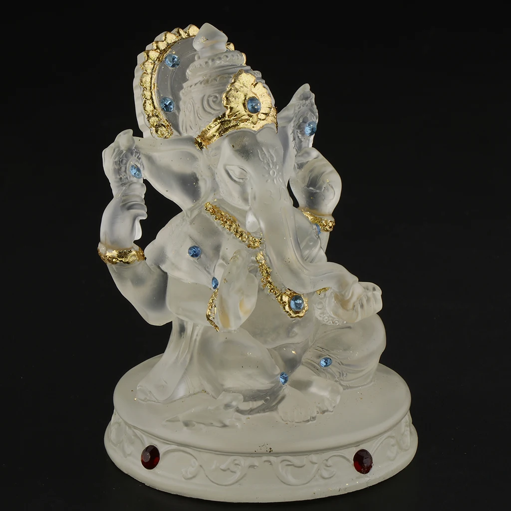 Ganesh Hindu Elephant God of Success Statue, Resin Transparent