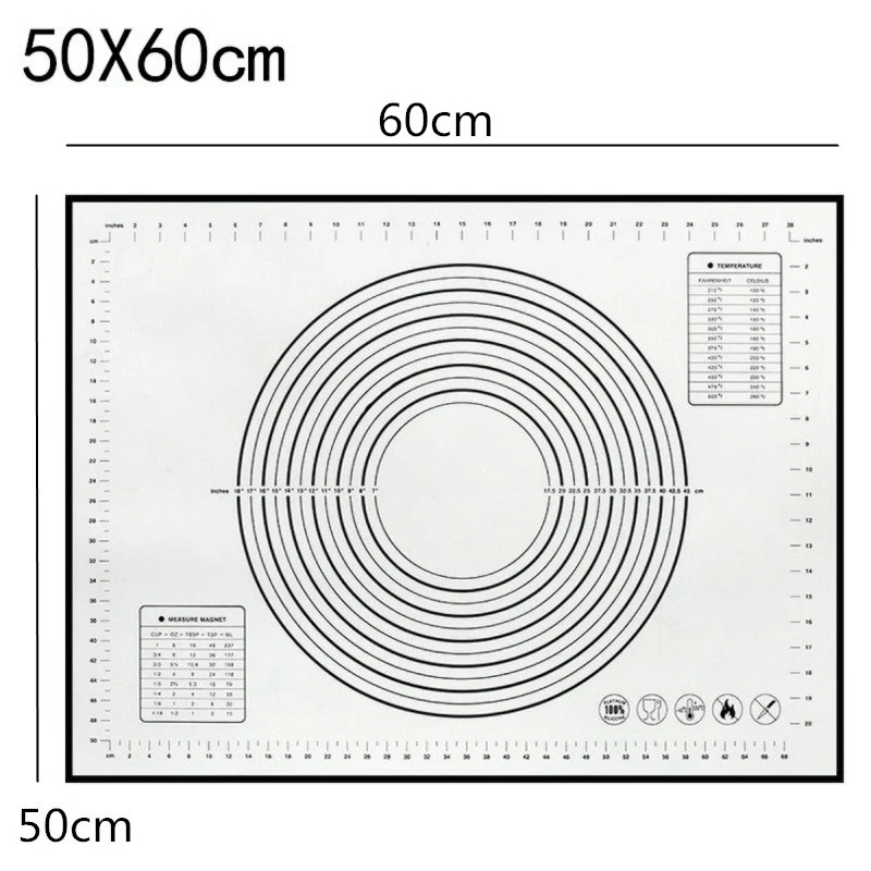 Силиконовый коврик для выпечки со шкалой прокатки тесто коврик для замеса теста антипригарный кондитерский лист духовка пищевой вкладыш инструмент для выпечки