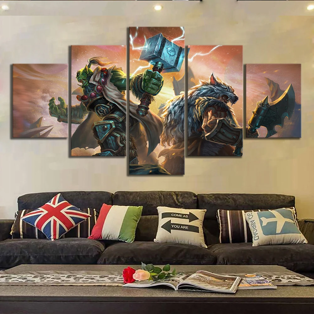 5 Piece Video Game WOW DOTA 2 Painting Poster Decorative Mural Art Room Wall Decor Canvas painting