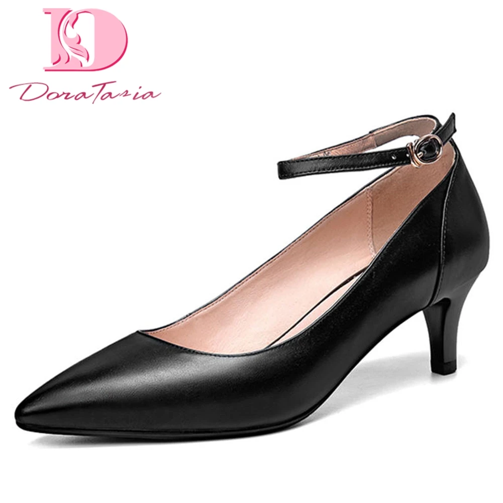 

Doratasia 2020 On Sale Top Quality Genuine Leather Pointed Toe Thin Heels Office Lady Mary Janes Pumps women's Shoes Woman