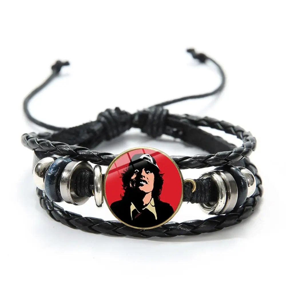 SONGDA Cool AC/DC браслет с красным логотипом Повседневный рок хип хоп классический черный кожаный браслет модные манжеты браслет