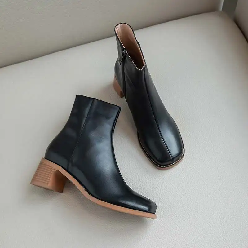 Ceny Krazing pot 2019 prawdziwej skóry kwadratowych toe streetwear wysokie obcasy zima utrzymać ciepłe zamek brytyjska szkoła Chelsea kostki buty l01