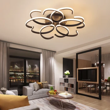 

Black finished modern LED ceiling chandelier for living room dining room bedroom study home aluminum body RC dimming chandelier