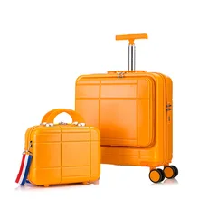 

18 inch Business Rolling Luggage Trolley Travel Suitcase with Universal Wheel Front Opening Password Makeup Carry-ons Luggage