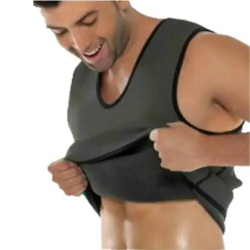 Горячее предложение, мужской неопреновый жилет для тренажерного зала, футболка для увеличения объема тела, утягивающий Топ, утягивающий Топ, утягивающий корсет - Цвет: Серый