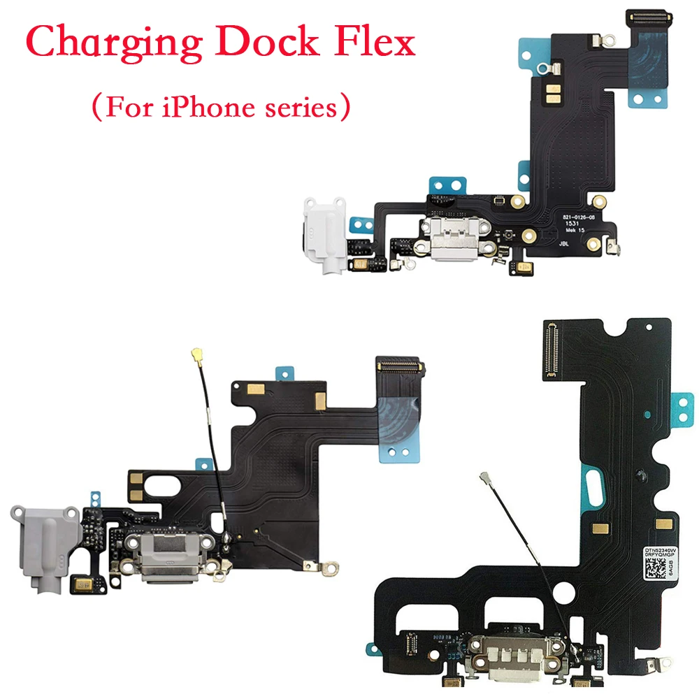 

USB Charging Port Dock Flex Cable with Microphone and Headphone Audio Jack for iPhone 5s 6 6p 6s 6sp 7 7 8 Plus