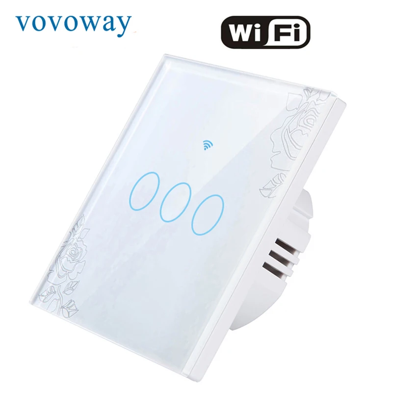 Vovoway ЕС сенсорный выключатель закаленное стекло панель светильник wifi телефон приложение дистанционное управление 3 банды AC110V220V умный дом приложение - Цвет: Lcae